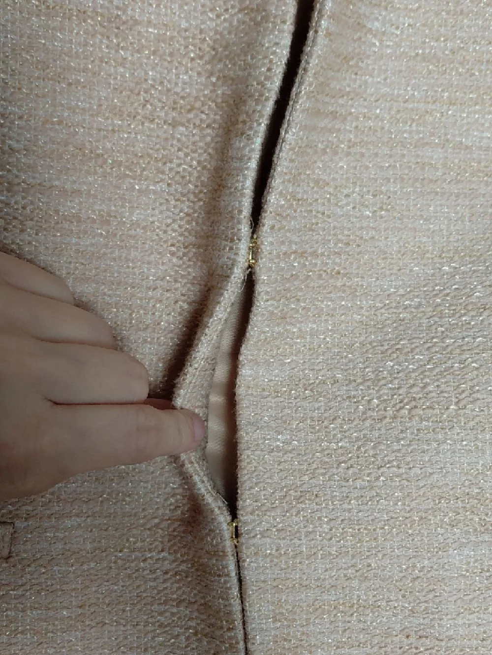 Talbots Blush Pink Metallic Tweed Collarless Blazer